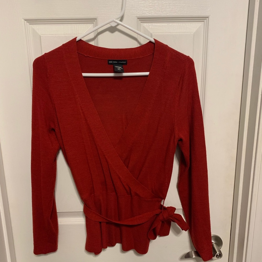 Red New York and co wrap sweater